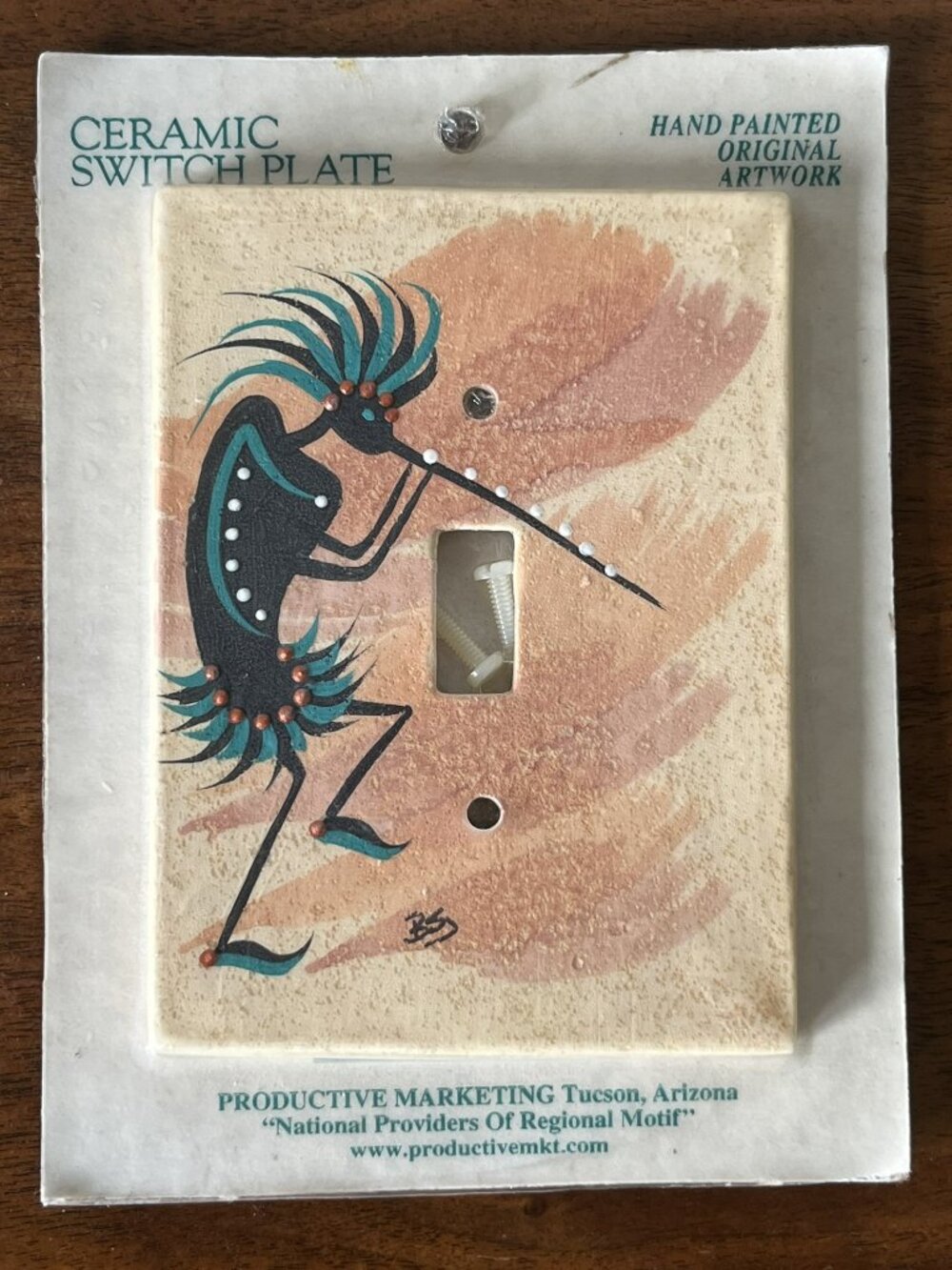 NEW Vintage Kokopelli Ceramic Switch Plate Hand Painted Art Arizona Southwest